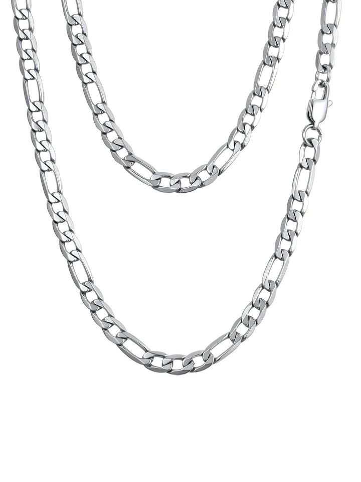Stainless Steel Chain Figaro Link Necklace 24 inch 6mm Men Jewelry Flat Chains for Man Necklaces