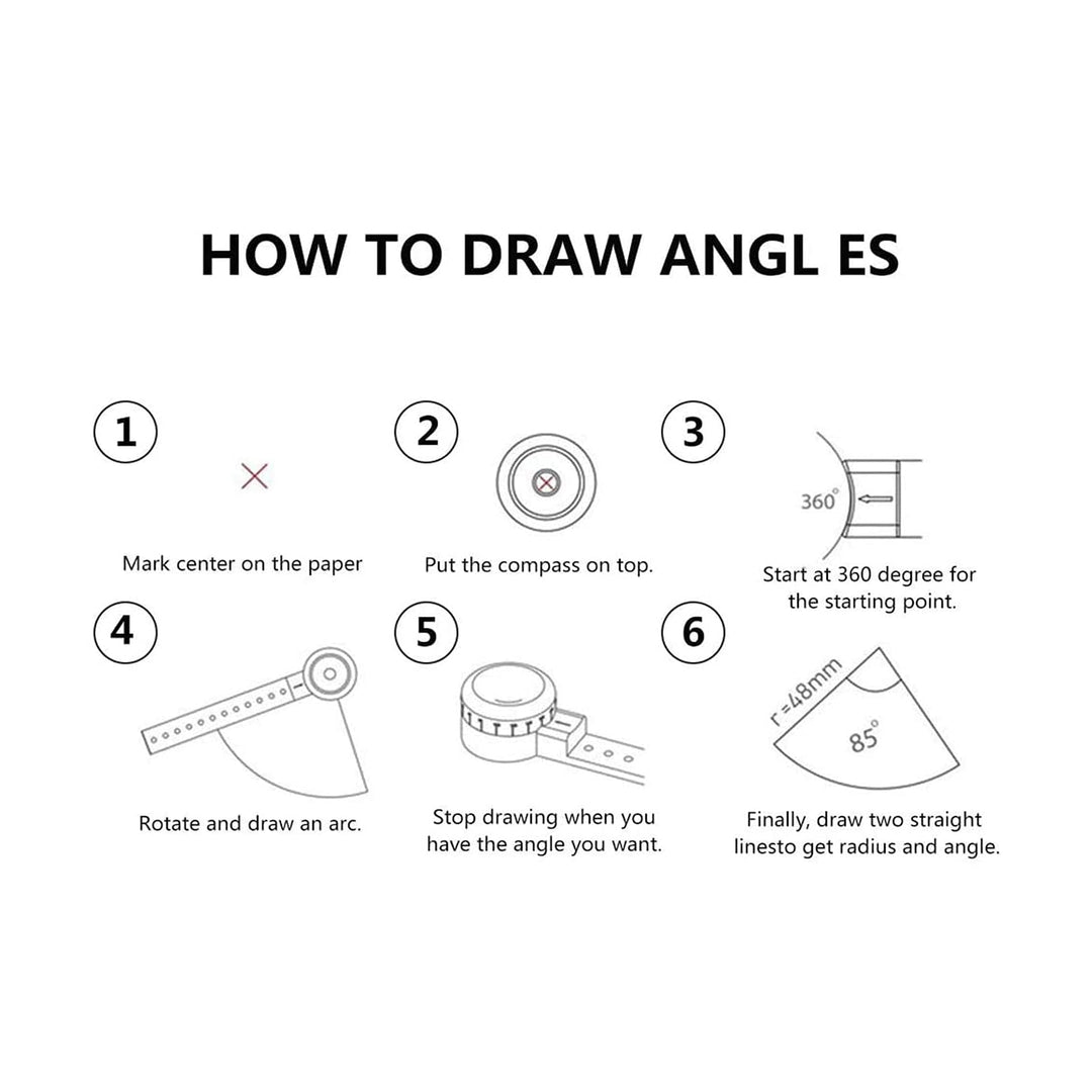 Multi-Function Drawing Tool Versatile Magcon Design Drawing Tool Mini Compass Protractor Combo for Notepad Designers Artists Architects