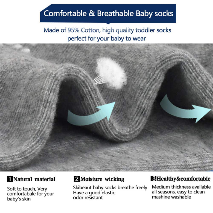 Toddlers Ankle Socks- Non Slip Kids Low Cut Socks Toddler Boys Girls Socks with Grips, 12 Pairs Kid Anti Skid Sticky Socks 12-36 Months 1-3 Years Old