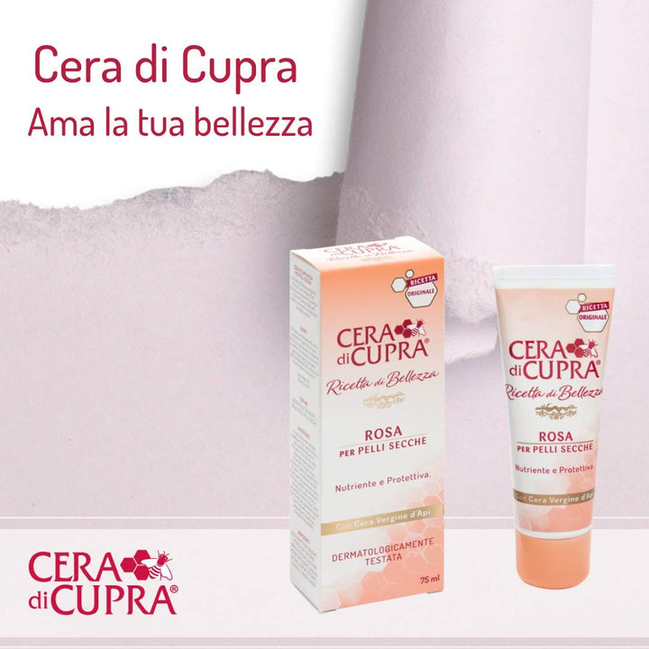 Cera di CupraRosa per Pelli Secche Cream for Dry Skin, Anti-age Formula - 2.5 Fluid Ounces (75ml) Tube [ Italian Import ]