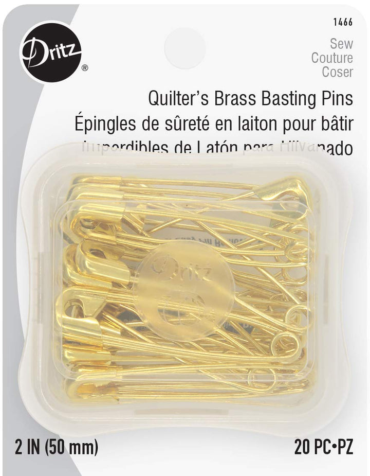 1466 Safety Pins, Brass, Size 3 (20-Count)