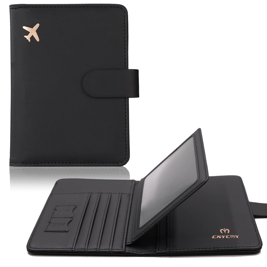 Passport Holder with Airtag,Passport-Wallet-Holder for Women, RFID Passport Holder with Slot Waterproof, PU Leather Travel Passport Case (Blue)