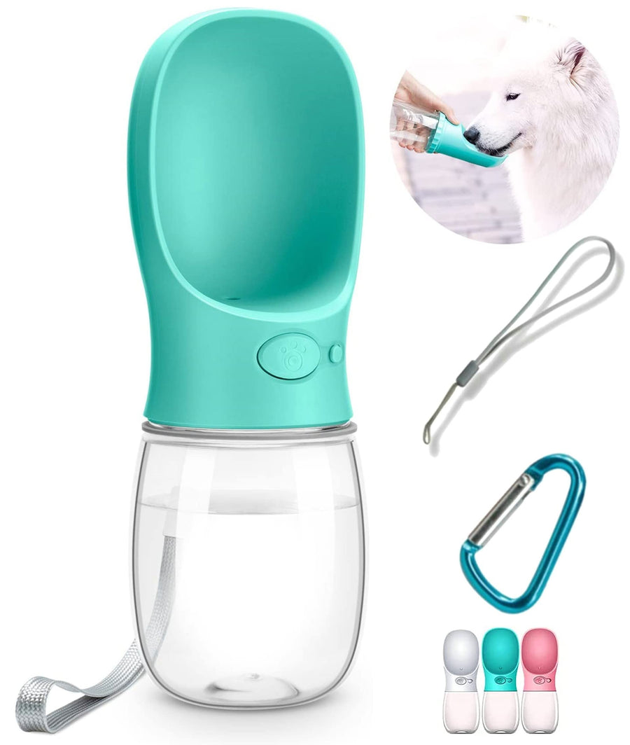 Dog Water Bottle, Leak Proof Portable Pet Water Bottles for Dogs, Puppy Water Dispenser with Drinking Feeder for Travel (Teal 12oz)