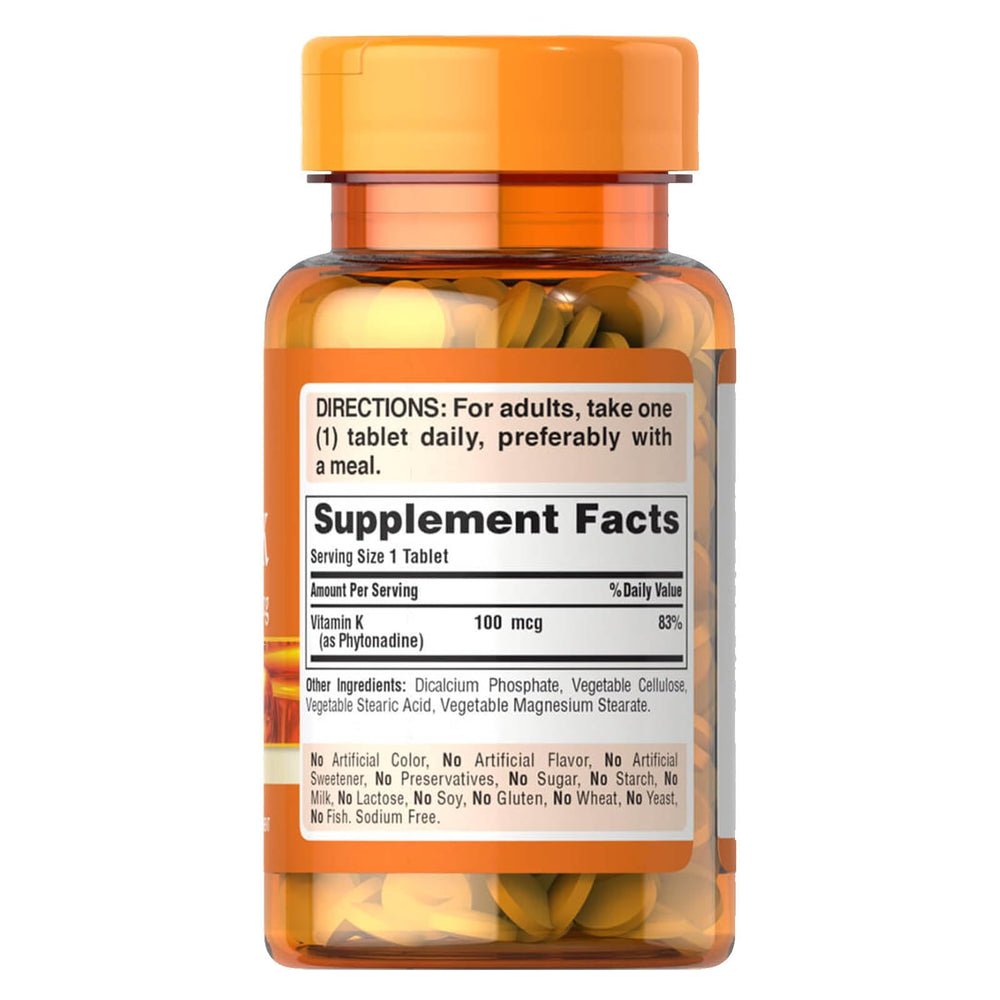 Puritan's Pride Premium Vitamin K 100mcg, Dietary S