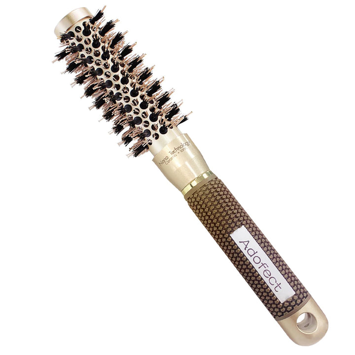 Nano Technology Thermal Ceramic &amp; lonic Round Barrel Hair Brush with Natural Boar Bristle for Blow Drying, Curling, Styling, Straightening ,1 inch