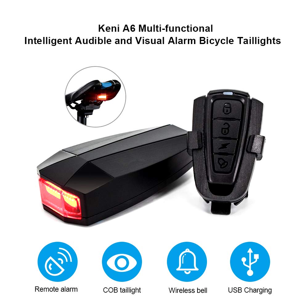 G Keni Smart Anti-Theft Bike Alarm, Bike Tail Light Rec