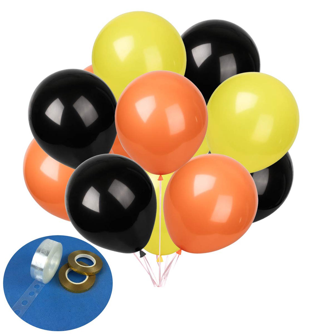 Construction Birthday Party Balloons 60 pcs 12 inches Latex Balloons Birthday party decoration set (Black yellow orange)