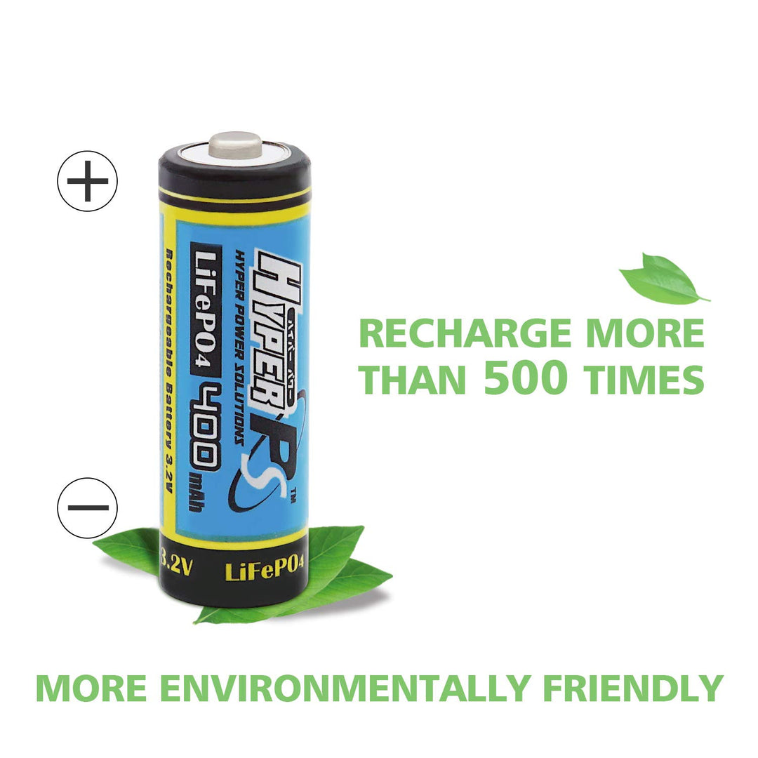 (4-Pack) HyperPS 3.2V LiFePo4 14430 4/5 AA (14 x 43mm) 400mAh Rechargeable Battery for Solar Panel Light, Tooth Brush, Shaver, Flashlight