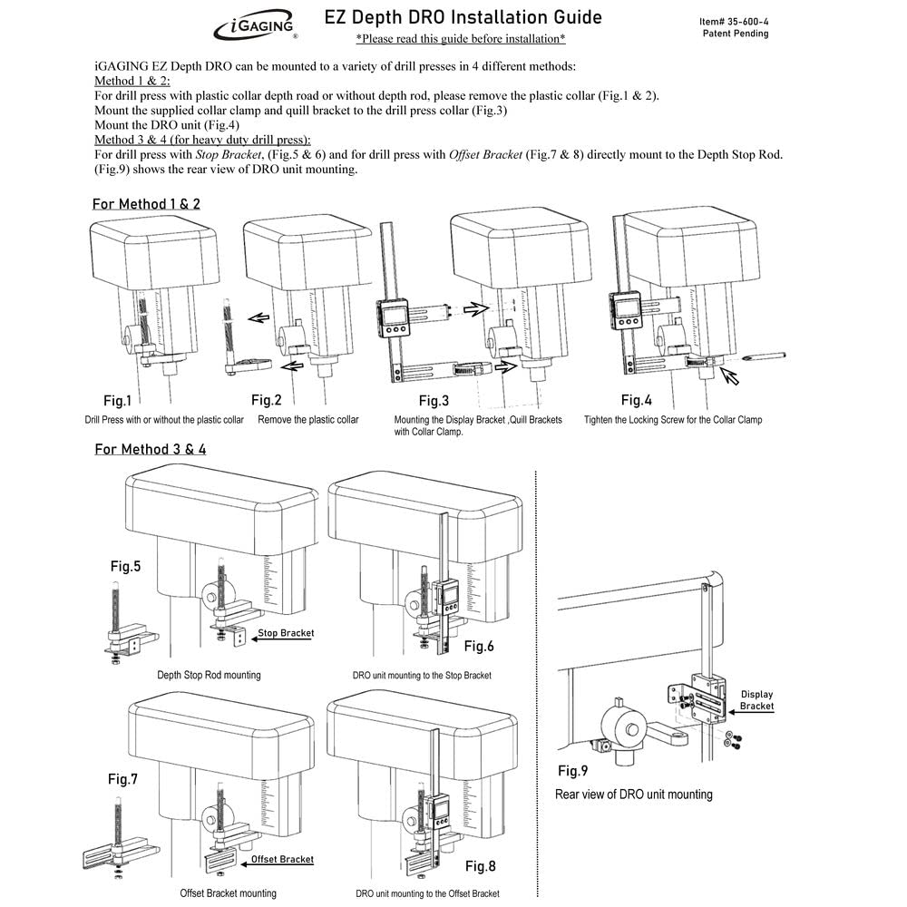 iGaging Drill Press Digital Readout DRO EZ-Depth