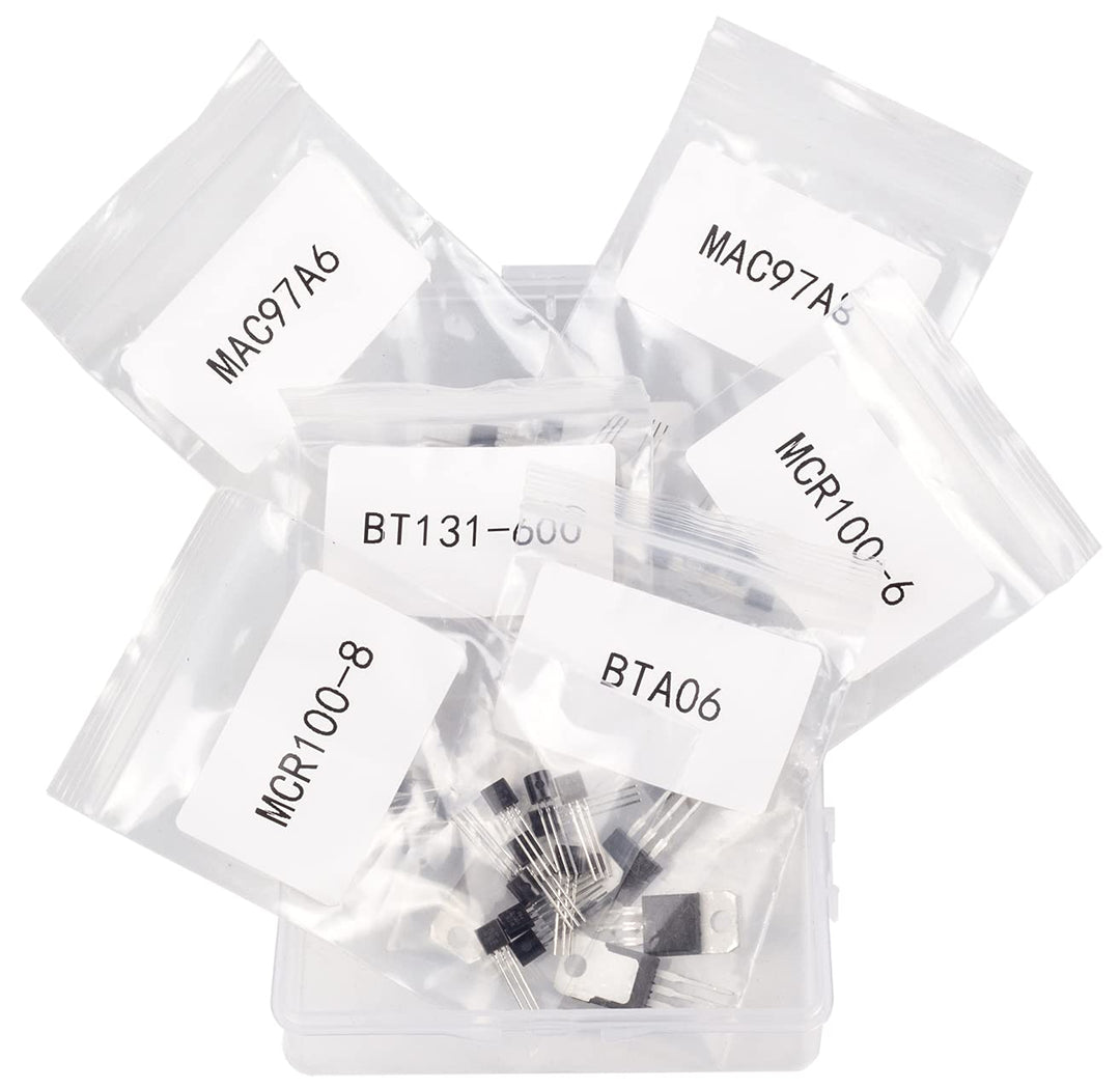 55 pcs Thyristor Assortment Kit Box, 6 Values, TO-92 BT131-600 MCR100-6 MCR 100-8 MAC97A6 MAC97A8, BTA06