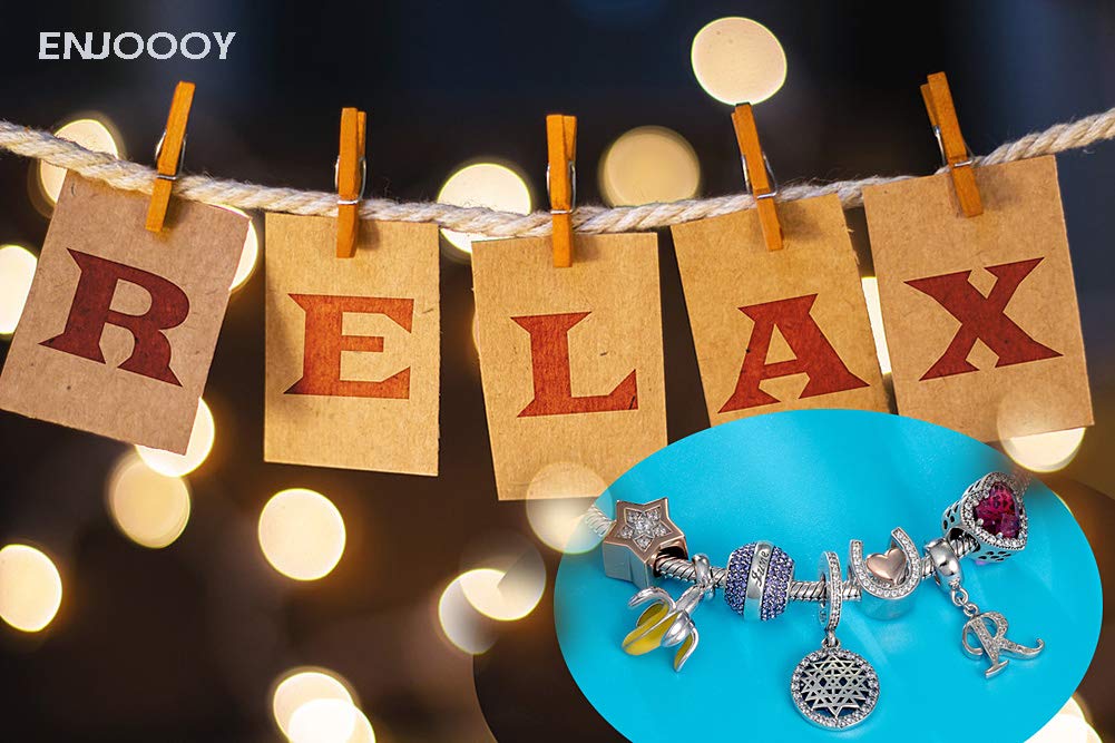 Alphabet Charm Letter Beads Solid 925 Sterling Silver with Cubic Stones, Complete A~Z Gift Options fit Pandora European Bracelets(R)