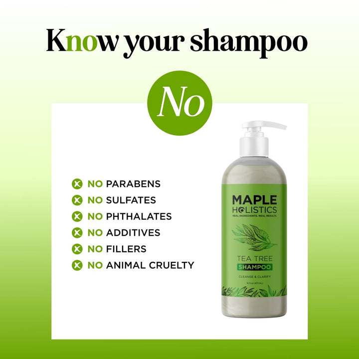 Clarifying Shampoo for Build Up &amp; Oily Hair - Tea Tree Shampoo for Men and Women with Rosemary Essential Oil for Oily Hair and Scalp - Color Safe Vegan Sulfate Silicone &amp; Paraben Free (16 Fl Oz)