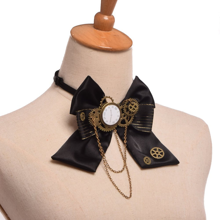 Blessume Steampunk Bowtie Gears, Black, One size