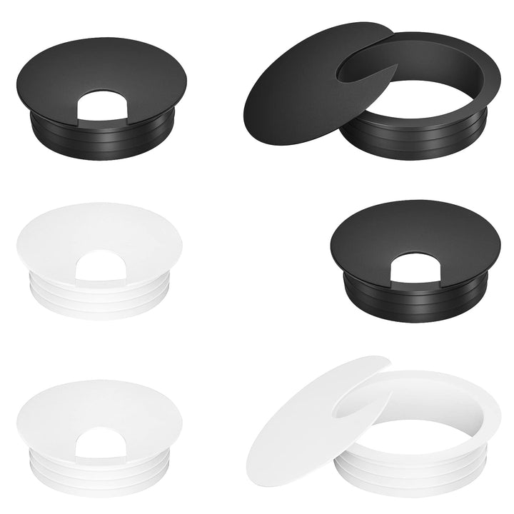 2 inch Black Desk Grommets, 6pcs Plastic Grommet Kit, Hole Cover for Wiring, Cable, Cord, Furniture