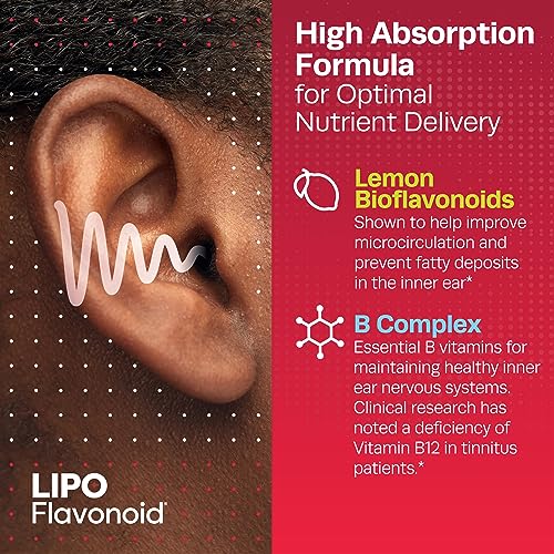 Lipo Flavonoid Plus, Tinnitus Relief For Ringing Ears, OTC Flavonoid Ear Health Vitamins, Bioflavonoids &amp; Vitamin C, 100 Caplets