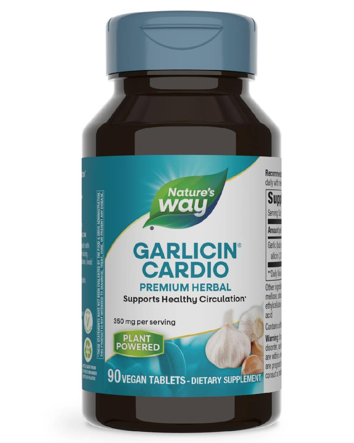 Nature’s Way Garlicin Cardio Premium Herbal Healthy Circulation Support* 350 mg per Serving 90 Tablets