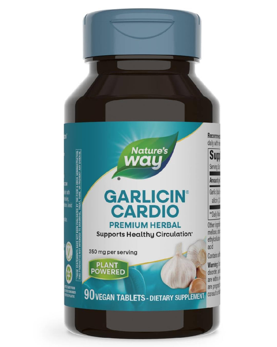 Nature’s Way Garlicin Cardio Premium Herbal Healthy Circulation Support* 350 mg per Serving 90 Tablets