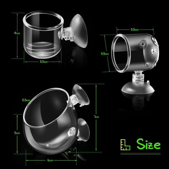 CHENGU 6 Pieces Aquatic Plant Pot with Hole Glass Aquarium Plant Cup Aquatic Planter with Suction Cups Plant Holder Aquarium Decoration for Aquarium Shrimp Fish Live Plants, 3 Styles