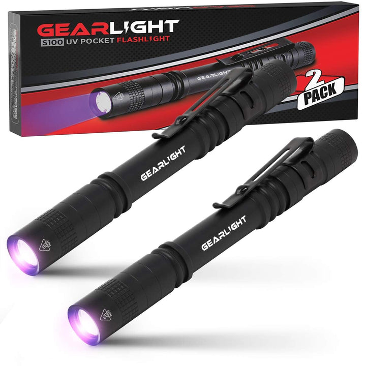 UV Black Light Flashlight S100 [2 Pack] - Mini Blacklight Ultraviolet Pen Lights for Leak and Hotel Inspection - Pet Urine, Bed Bug, Scorpion, Stain, and Dye Detector