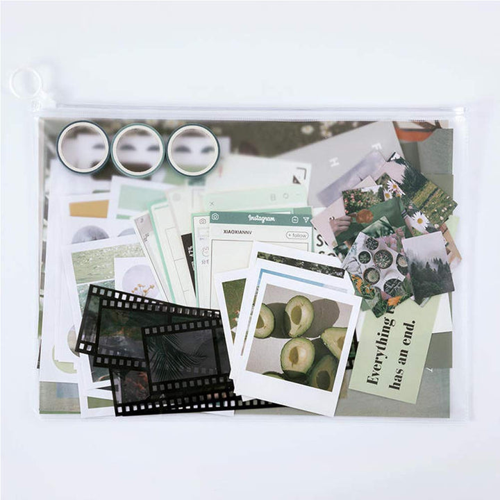 Kawaii Scrapbooking Materials Sticker Washi Tape Set Green Mountain Plant DIY Decoration for Journaling Scrapbook Planner Album Art Hand Craft Journal (Green)