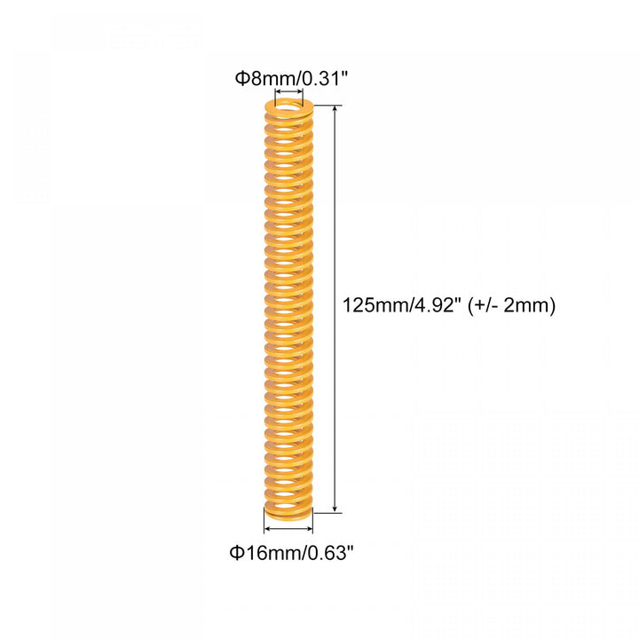 3D Printer Die Spring, 16mm OD 125mm Long 2pcs Spiral Stamping Light Load Compression Mould Die Springs for 3D Printer Electric Part, Yellow