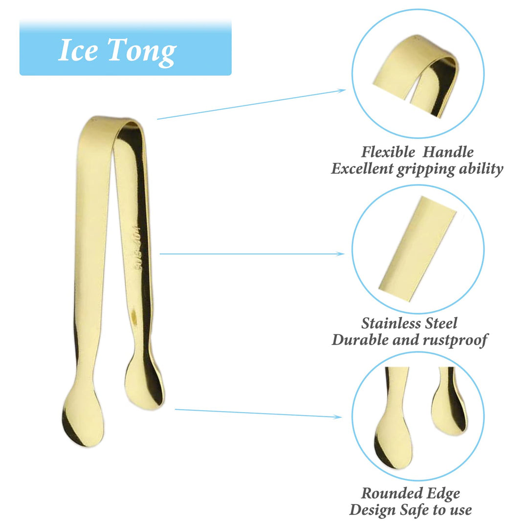 6PCS Ice Tongs Mini Sugar Tongs 4.25Inch Tongs for Serving Food Small Serving Tongs, Kitchen Tongs for Appetizers,Tea Party, Coffee Bar, Desserts (Silver and Gold)