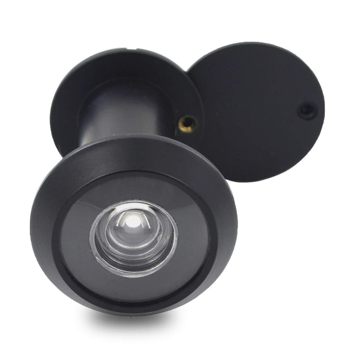 Door Viewer Peephole, Solid Brass 200-degree Door Viewer with Heavy Duty Rotating Privacy Cover for 1-3/8 to 2-1/6 Doors for Home Office Hotel (Black)