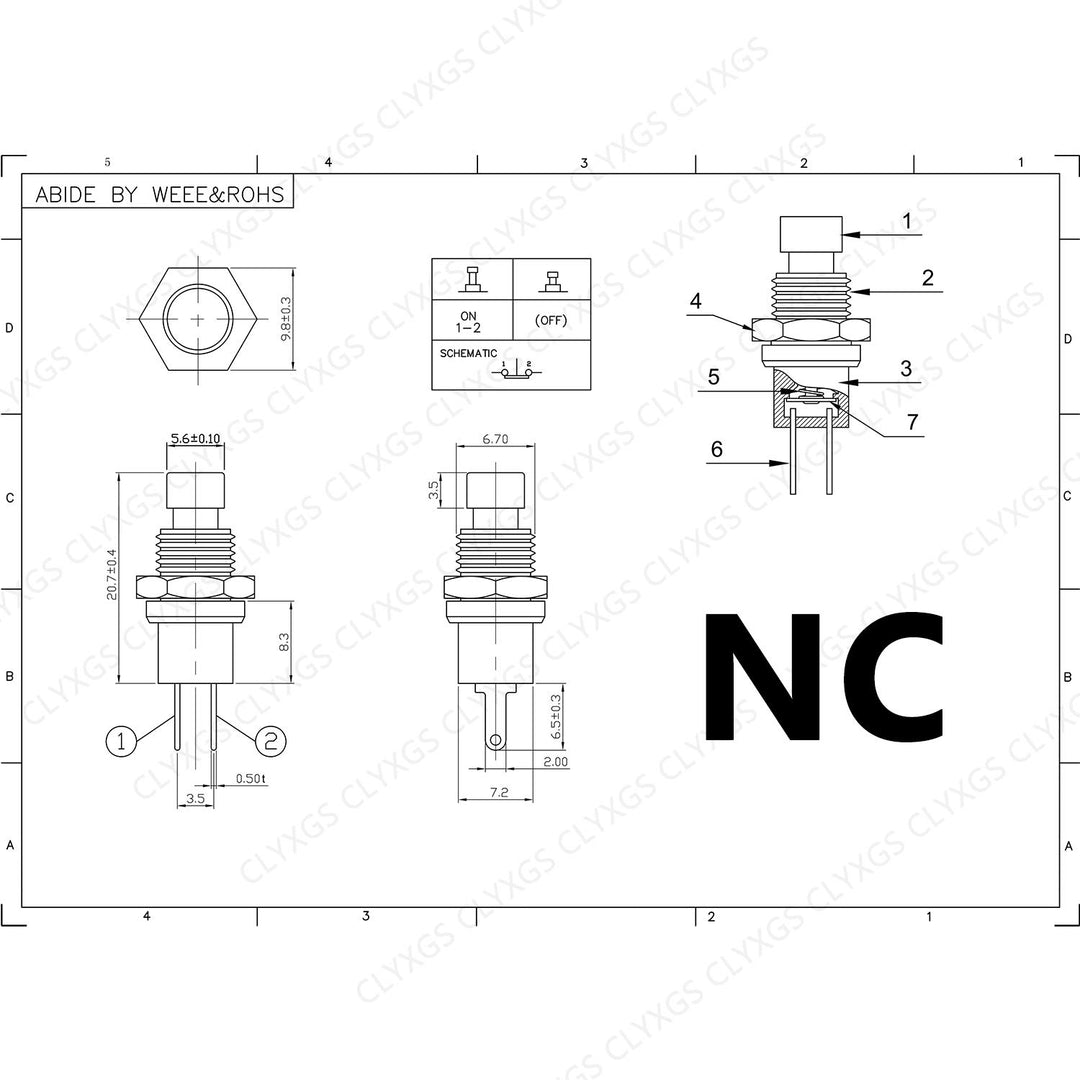 Momentary Push Button Switch,SPST Normal Closed NC Switch 2 Pin Mini Micro 1A 250V AC Black+Red Cap 30 PCS