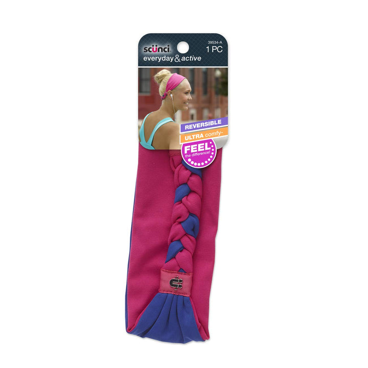 Scunci Everyday and Active Reversible Braid Back Stretch Headwrap