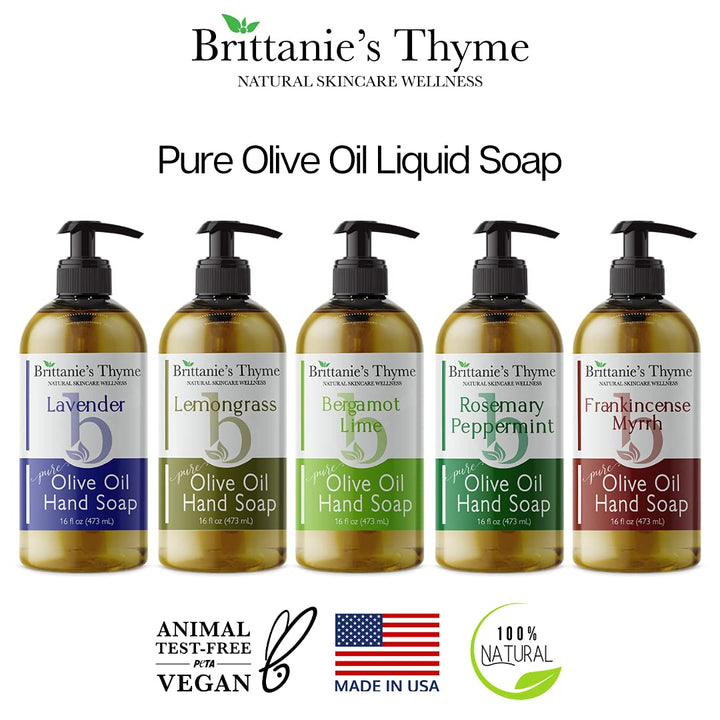 Brittanie27s Thyme Rosemary &amp; Peppermint: Organic Hand Soap, 16 Oz - Made Olive Oil And Natural Luxurious Essential Oils. Vegan &amp; Gluten Free (Rosemary &amp; Peppermint)