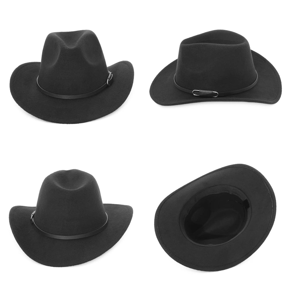 Cowboy Hat for Men Women Classic Roll Up Brim Fedora Cowgirl Hat Western Cowboy Hat with Belt Khaki