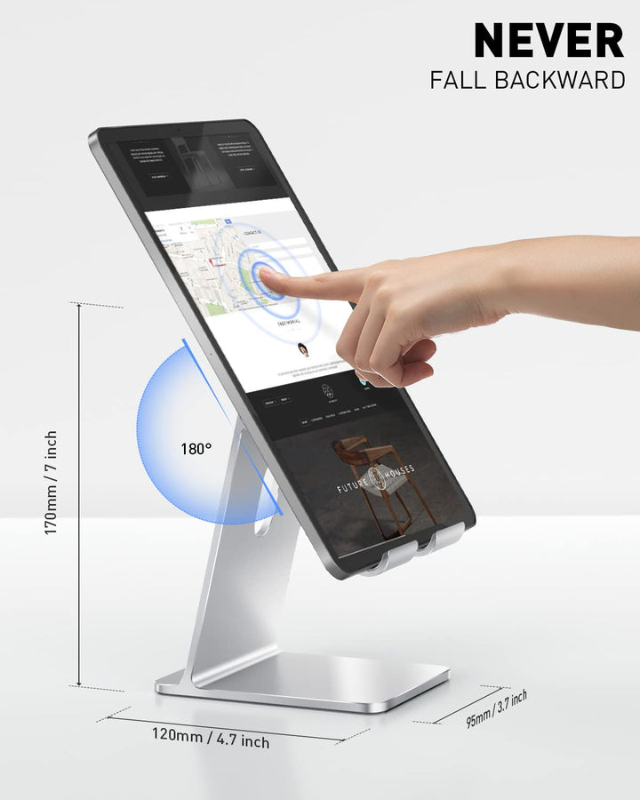 Adjustable Tablet Stand Holder, Sleek Looks Tablet Desktop Stand Dock Constructed from Aluminum - Compatible with iPad Air iPad Pro/iPad Mini [4.7-13], iPhone 15, Galaxy Tab S8, Grey