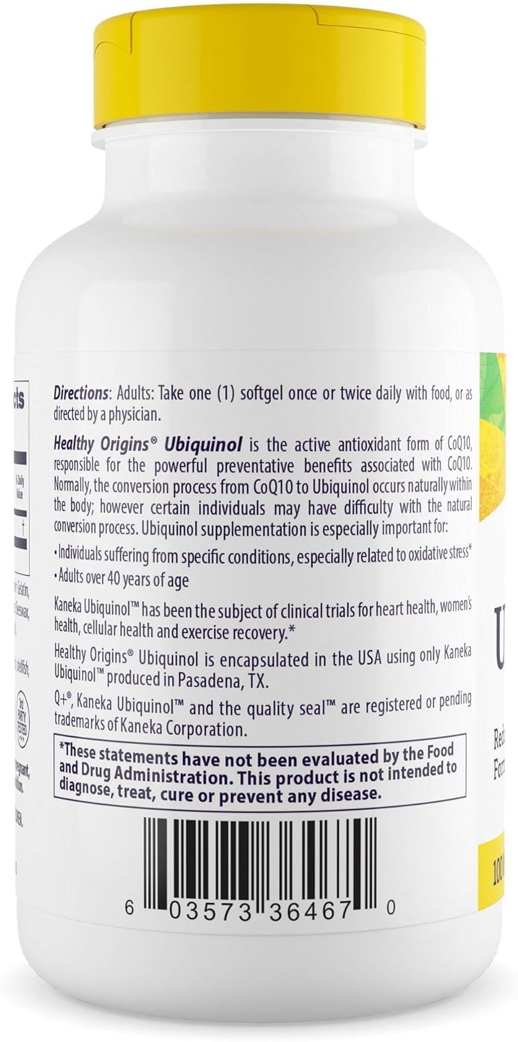 Ubiquinol 100 mg (Kaneka QH, Non-GMO, Gluten Free, Heart Support, Energy Support), 60 Softgels