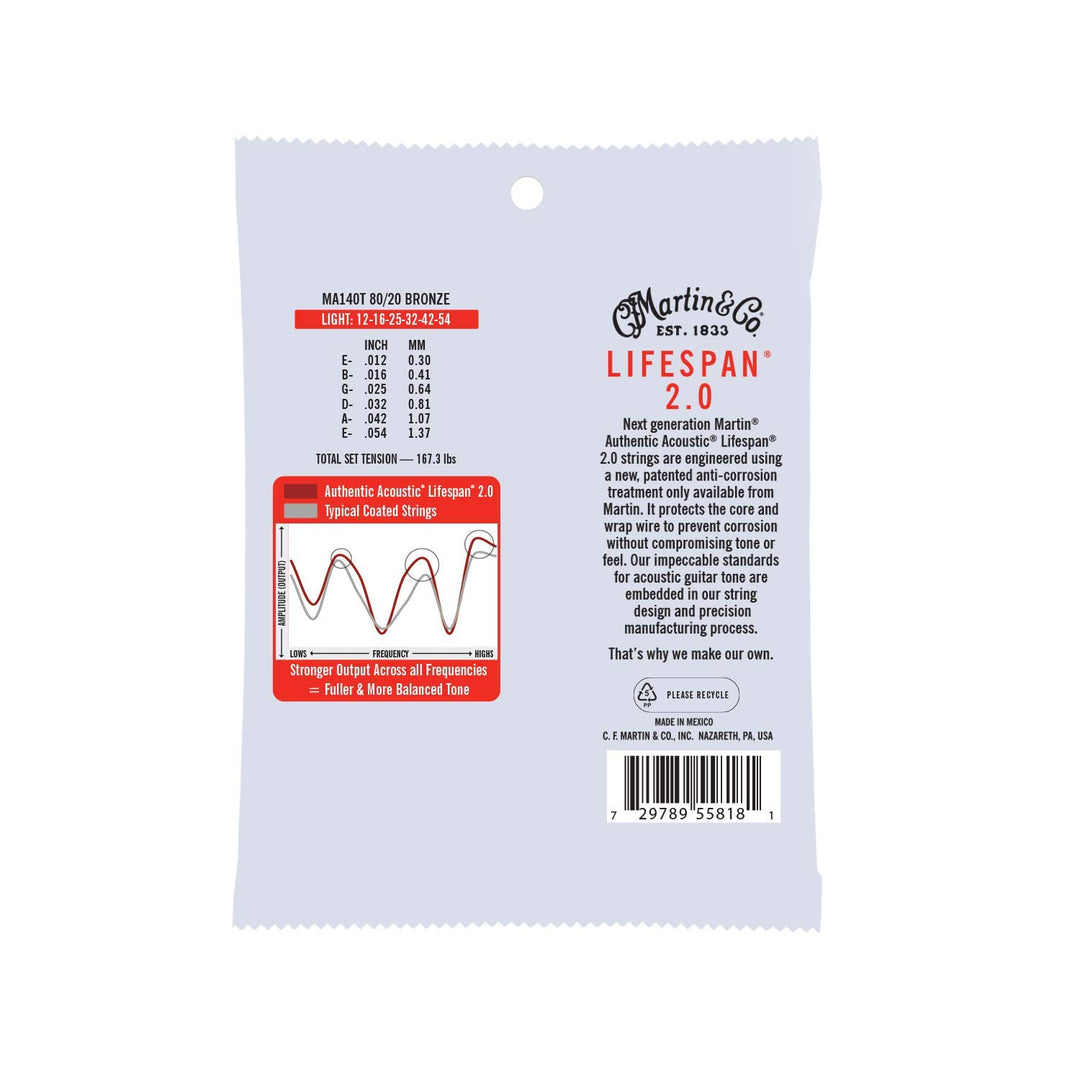 Martin Authentic Acoustic Guitar Strings, Lifespan 2.0 
