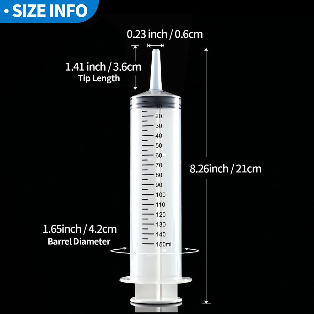 150ml Syringe without Needle, Individually Wrapped for Industrial, Scientific, Measuring, Watering, Pet Feeding, Liquid Refilling and Dispensing (Pack of 5)