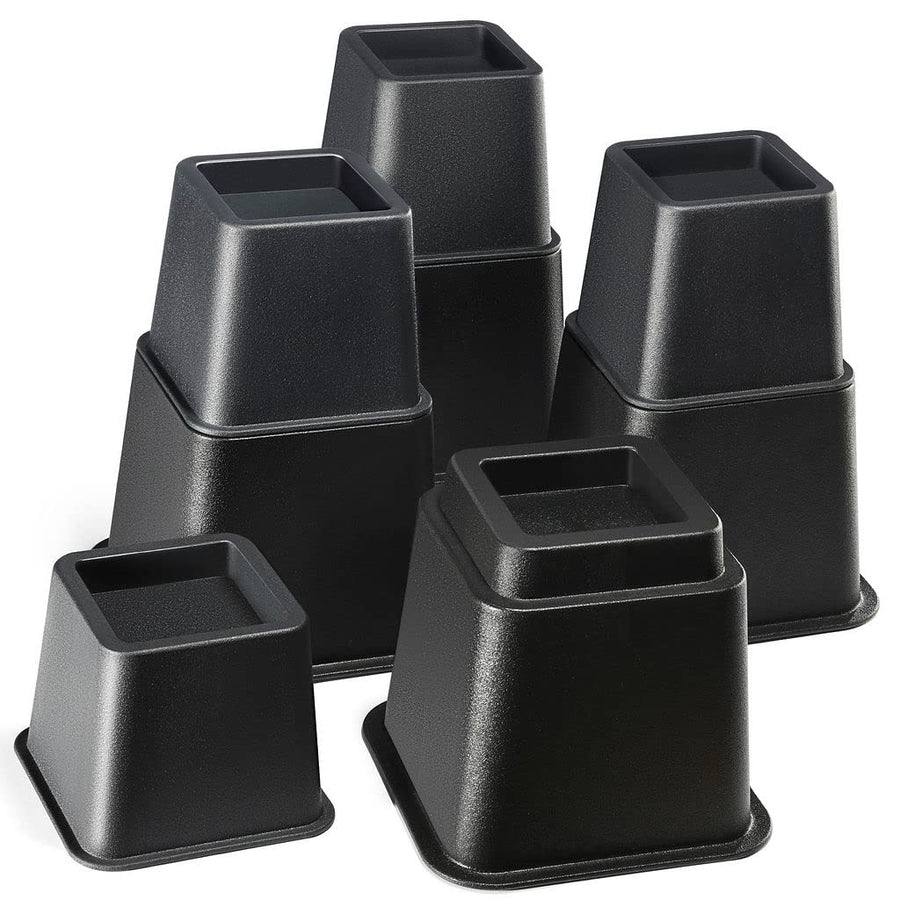 Heavy Duty Adjustable Bed Risers or Furniture Riser bed lifts - Heights of 8, 5 or 3 Inches, Set of 4 (Black)