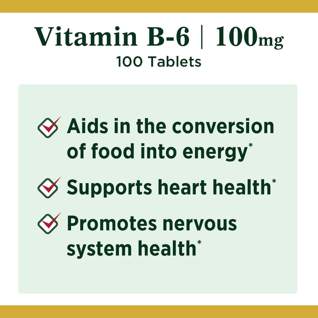 Nature&#39;s Bounty Vitamin B6 100mg Tablets - Supp