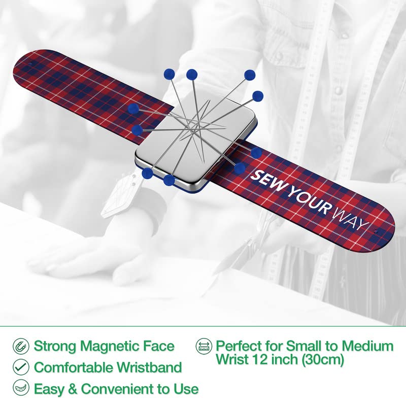 Magnetic Pin Cushion for Sewing – Pin Holder Blue 12”– Sewing Notion Sewing Quilting Supplies – Magnetic Pin Holder for Sewers &amp; Hairstylist – Magnetic Pin Holder for Sewing Quilting Gift