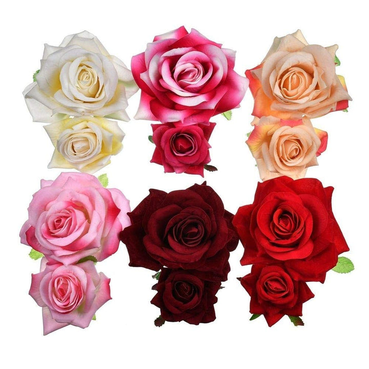 Ladies Handmade Flannel Elegant Pink Red Rose Hairpin Hair Clips Bridesmaid Head Piece Bridal Flower Hiar Clip Valentine&#39;s Day Gift (WINE RED)
