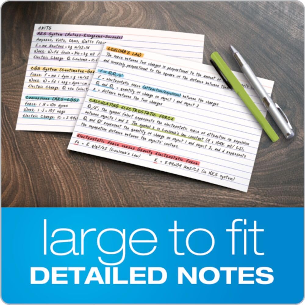 Ruled Index Cards, 5 x 8, White, 100/Pack (51)