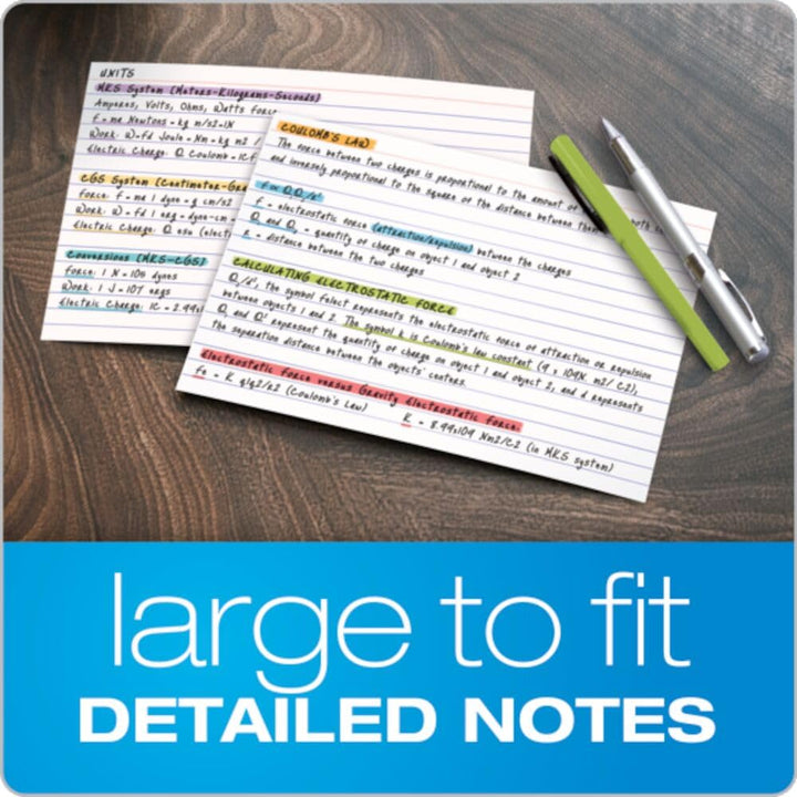 Ruled Index Cards, 5 x 8, White, 100/Pack (51)