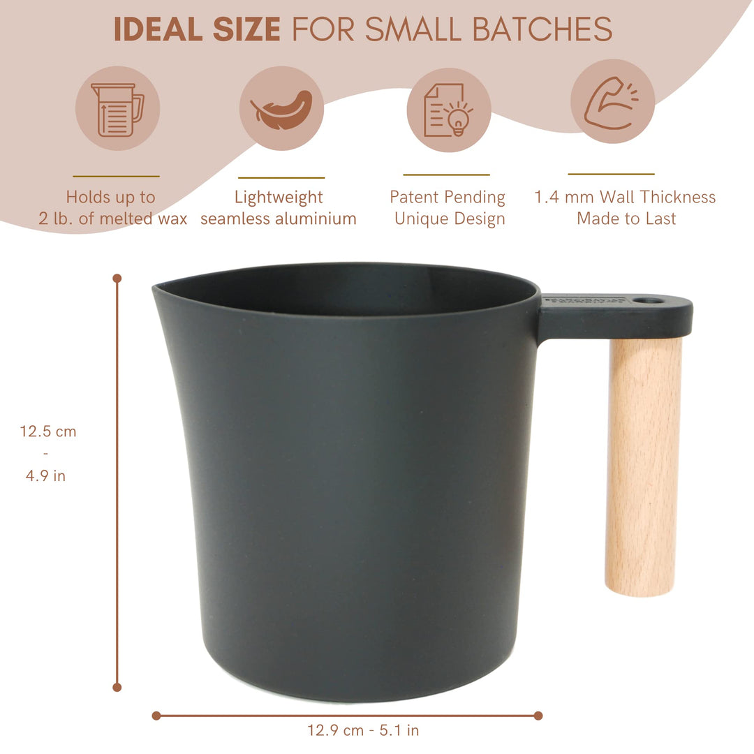 Candle Making Pot - The Original Black Candle Pouring and Wax Melting Pot. Perfect as Double Boiler for Candle Making. Sturdy Metal Candle Wax Melter Pitcher Built to Last.