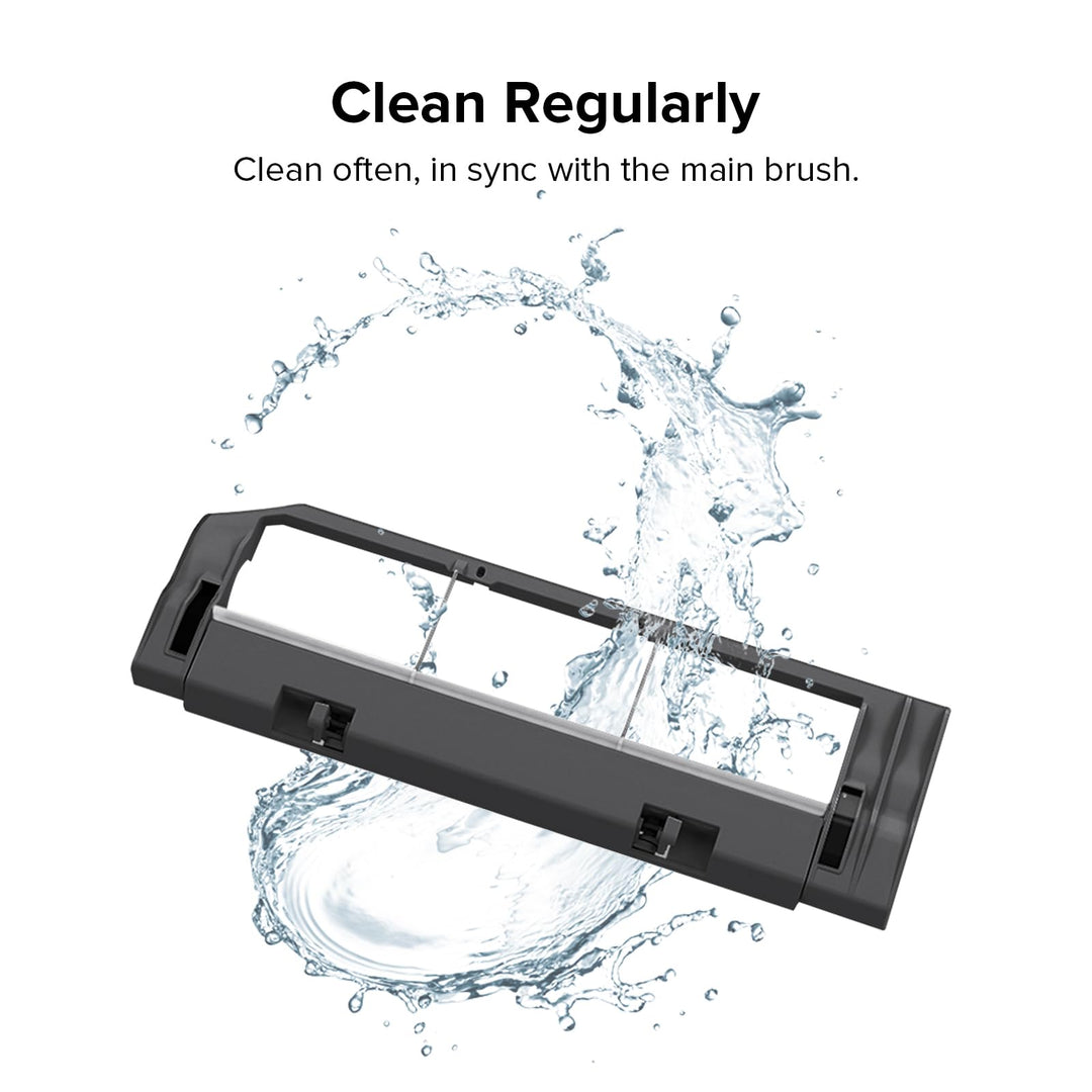 Rubber Main Brush Cover Replacement for E2, E3, E4, E5, S4, S4 Max, S5, S5 Max, S6, S6 Pure and S6 MaxV Robot Vacuum Cleaner, Roller Brush Cover Accessories (Black)