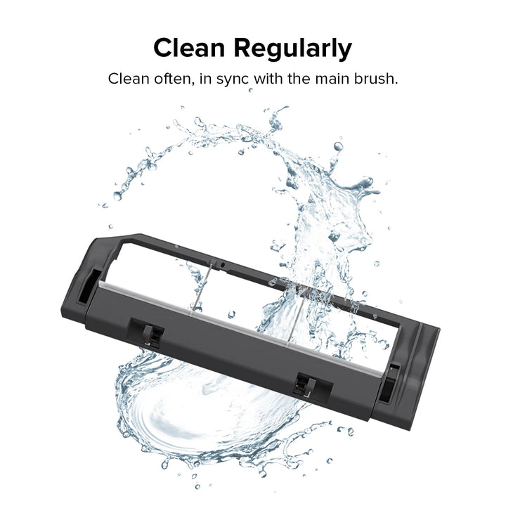 Rubber Main Brush Cover Replacement for E2, E3, E4, E5, S4, S4 Max, S5, S5 Max, S6, S6 Pure and S6 MaxV Robot Vacuum Cleaner, Roller Brush Cover Accessories (Black)