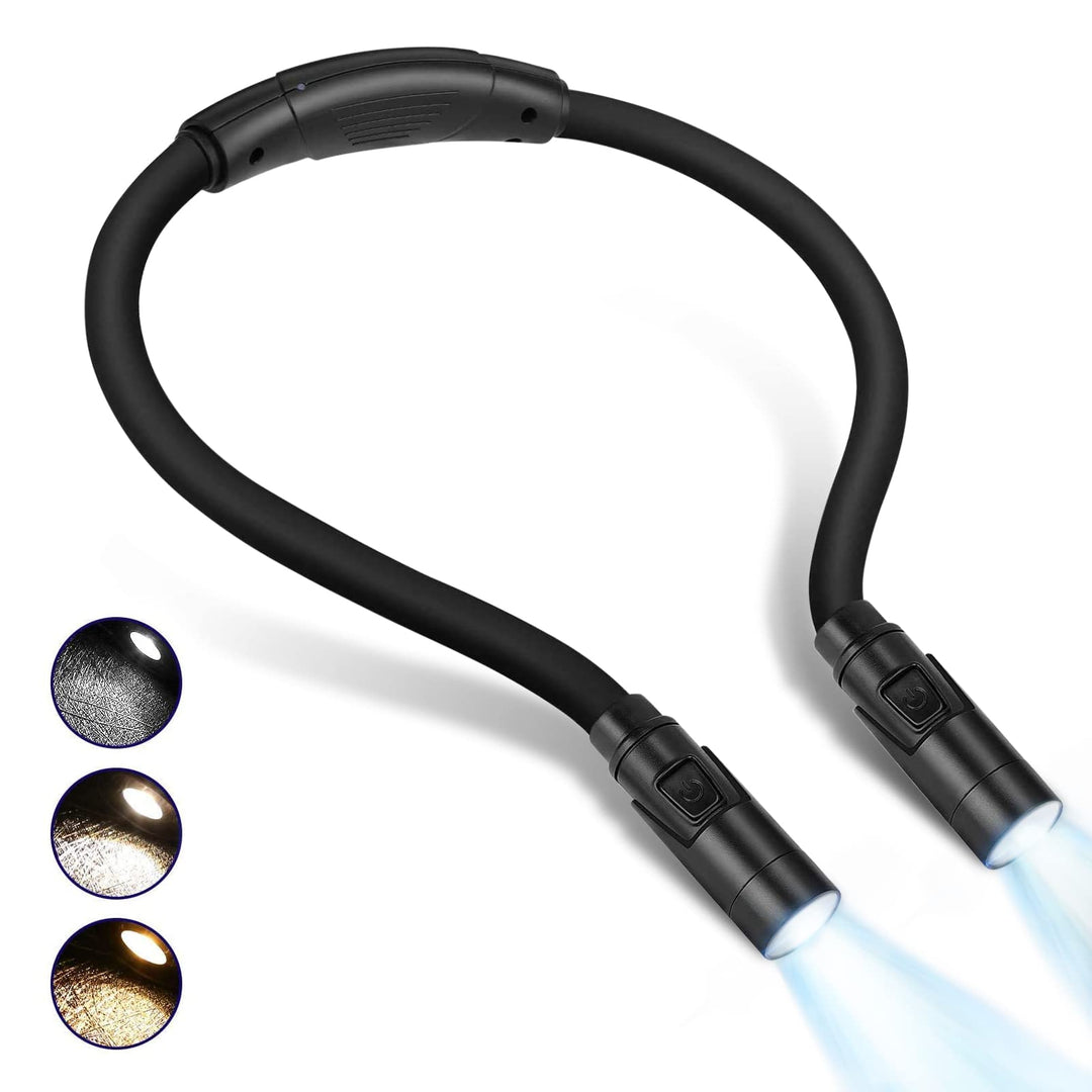 Book Light for Reading in Bed at Night, USB Rechargeable, 360° Flexible Arm, 3 Modes Multiple Brightness LED Reading Lights for Knitting, Repair,Travel, Camping (Black)