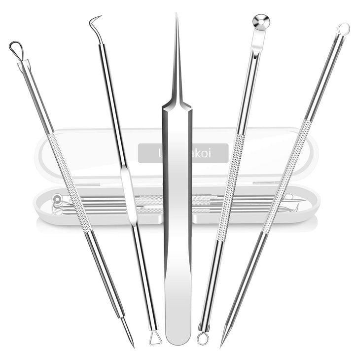 Blackhead Remover Pimple Extractor Tool, Terresa 8pcs Blackhead Extractor, Comedone Extractor Acne Removal Kit for Blemish, Whitehead Popping, Zit Removing for Nose Face, With Portable Box