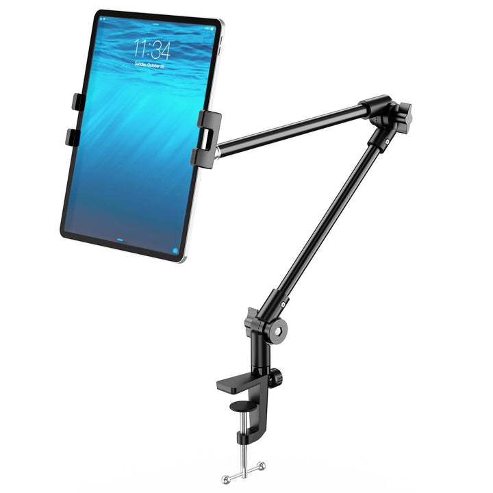 Tablet Stand Holder with 360° Phone iPad Tripod Mount, 27in Long Arm Webcam Stand Projector Camera Mount for Desk, Fit for 4.7-13 Devices, iPad Pro 12.9 Air Mini, Galaxy Tabs, Switch, iPhone