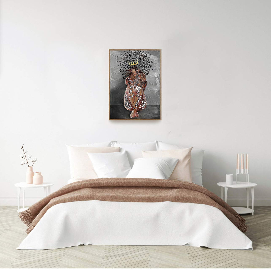 Black Girl Wall Art African America Poster Black Woman Canvas Prints Motivational Phrases Black Queen Canvas Wall Art Home Decor 16X24 inch UNFRAMED