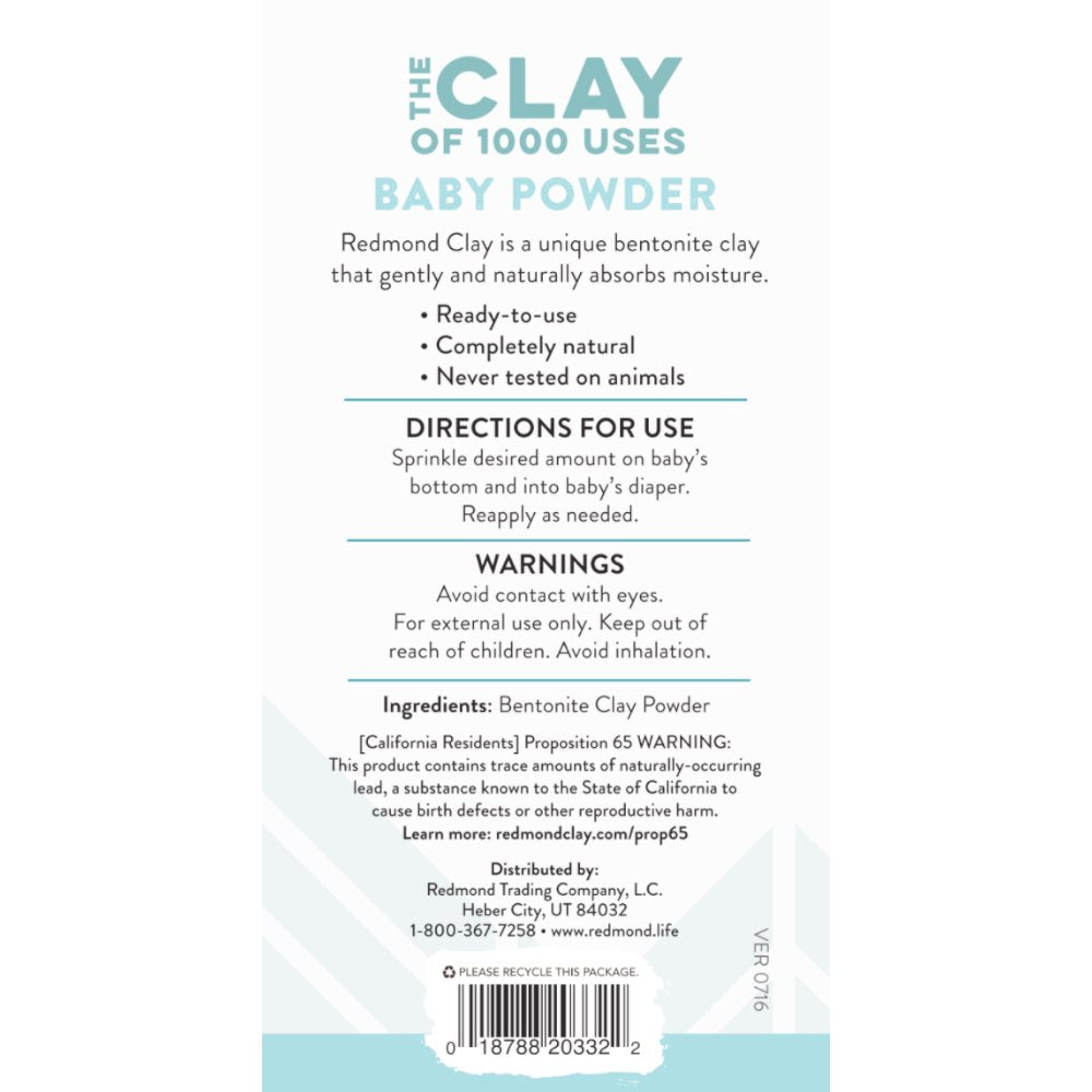 Redmond Clay Baby Powder, 3 Ounce