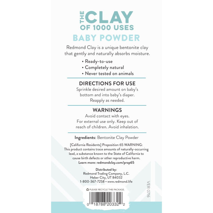 Redmond Clay Baby Powder, 3 Ounce